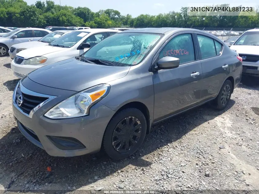 2019 Nissan Versa 1.6 Sv VIN: 3N1CN7AP4KL881233 Lot: 45509226