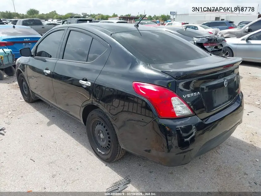 2019 Nissan Versa 1.6 Sv VIN: 3N1CN7AP6KL818778 Lot: 45593576