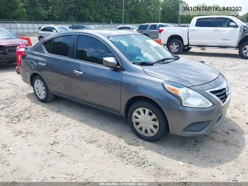 2019 Nissan Versa 1.6 Sv VIN: 3N1CN7AP1KL843202 Lot: 45635024