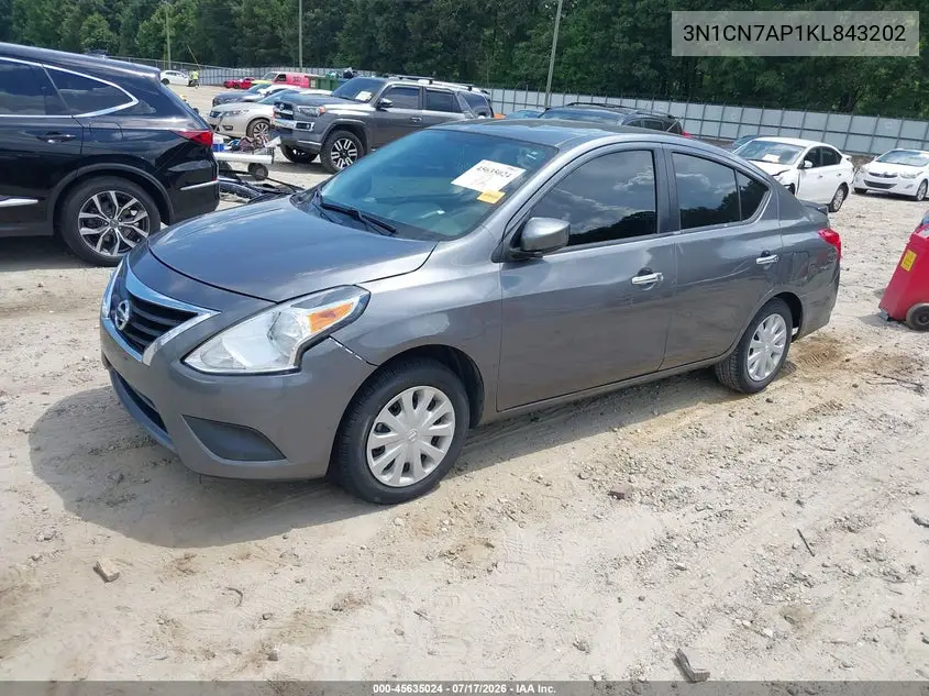 2019 Nissan Versa 1.6 Sv VIN: 3N1CN7AP1KL843202 Lot: 45635024