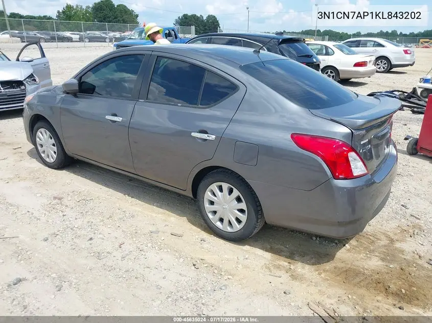 2019 Nissan Versa 1.6 Sv VIN: 3N1CN7AP1KL843202 Lot: 45635024