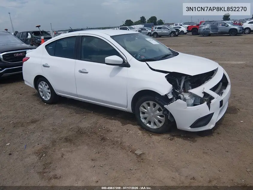 2019 Nissan Versa 1.6 Sv VIN: 3N1CN7AP8KL852270 Lot: 45637209