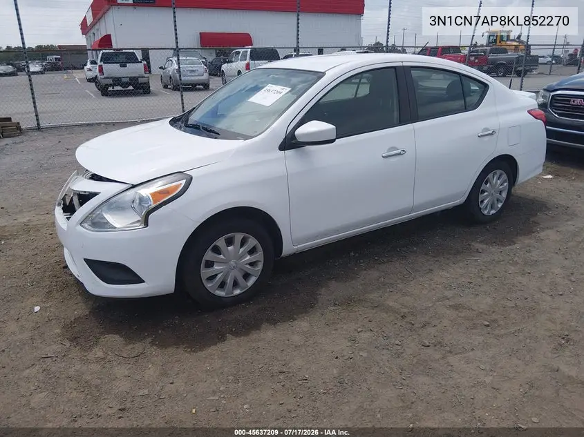 2019 Nissan Versa 1.6 Sv VIN: 3N1CN7AP8KL852270 Lot: 45637209