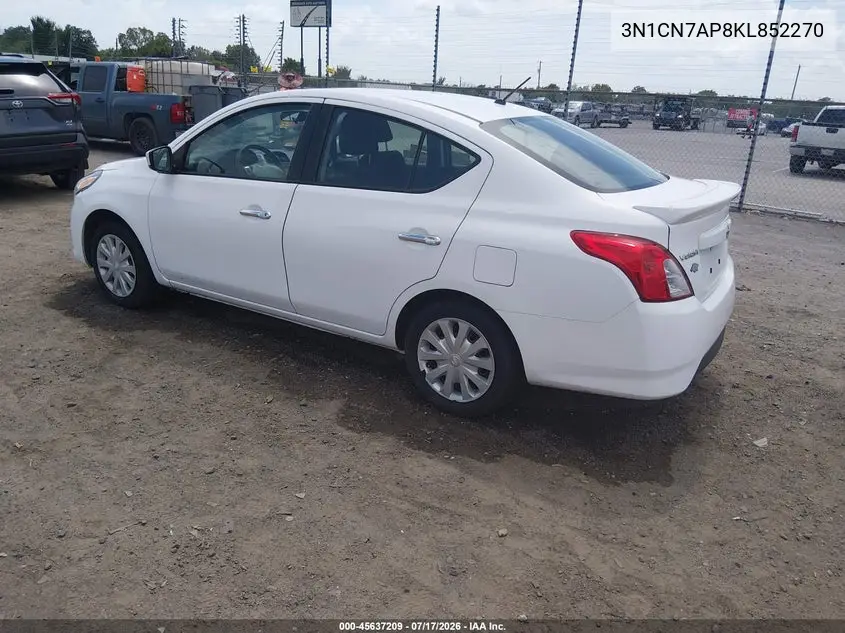 2019 Nissan Versa 1.6 Sv VIN: 3N1CN7AP8KL852270 Lot: 45637209