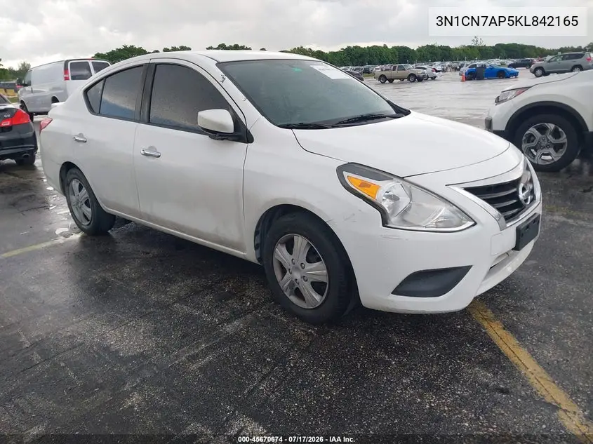 2019 Nissan Versa 1.6 Sv VIN: 3N1CN7AP5KL842165 Lot: 45670674