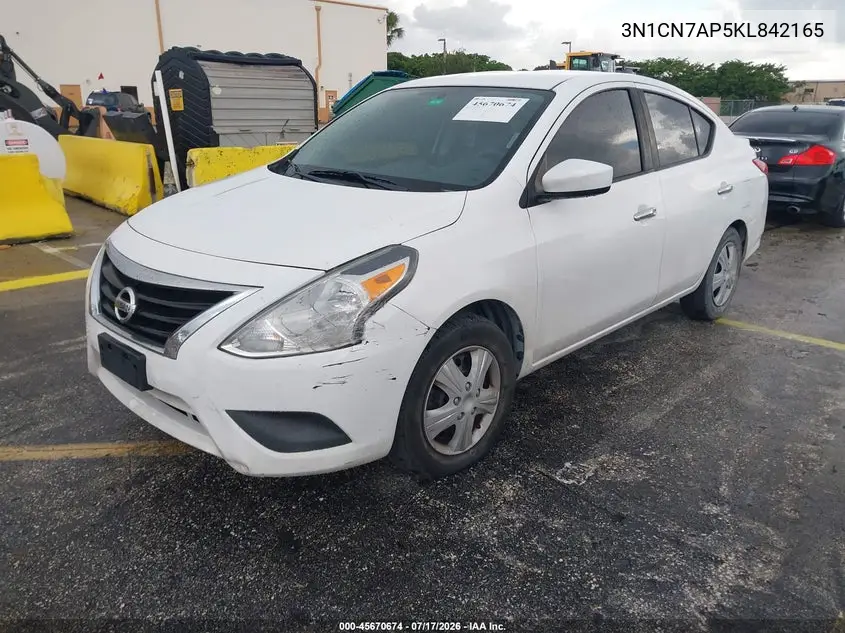 2019 Nissan Versa 1.6 Sv VIN: 3N1CN7AP5KL842165 Lot: 45670674