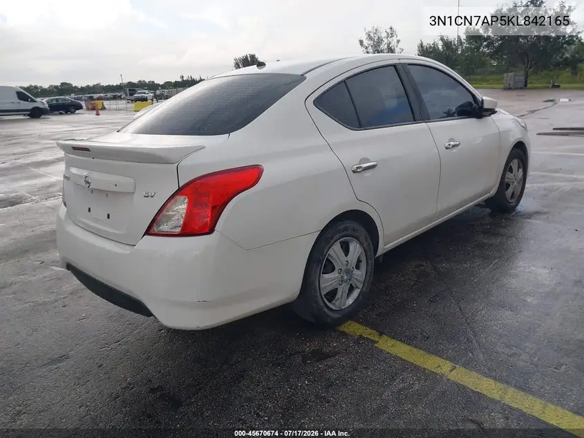 2019 Nissan Versa 1.6 Sv VIN: 3N1CN7AP5KL842165 Lot: 45670674