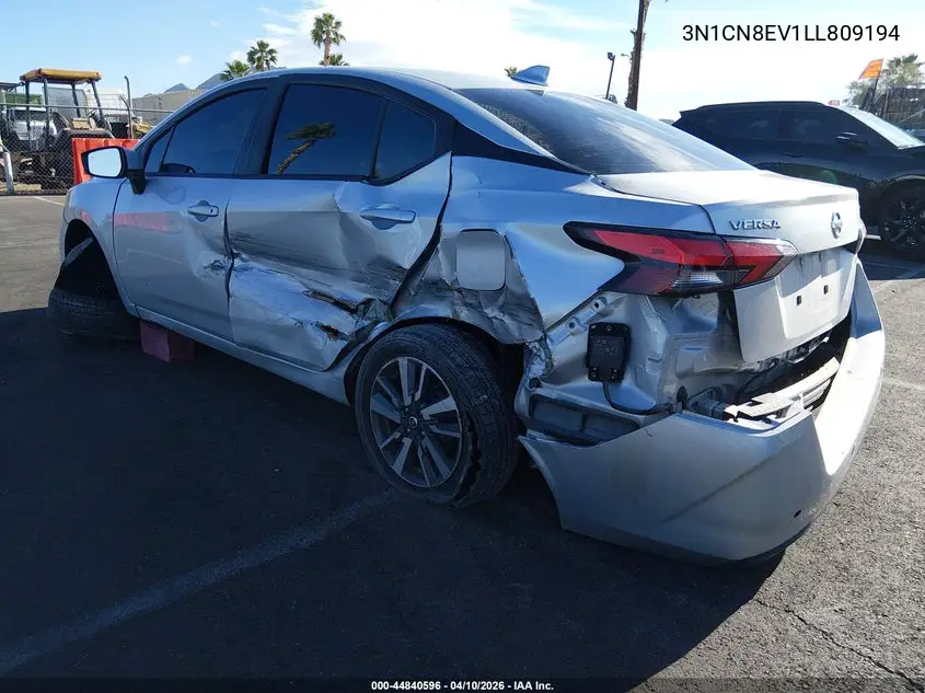 3N1CN8EV1LL809194 2020 Nissan Versa Sv Xtronic Cvt