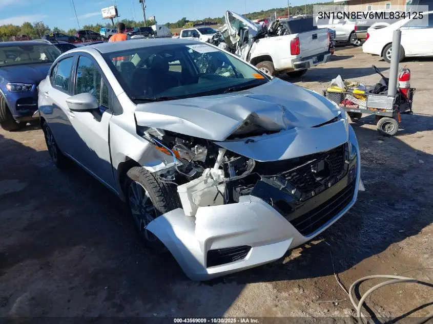 3N1CN8EV6ML834125 2021 Nissan Versa Sv Xtronic Cvt
