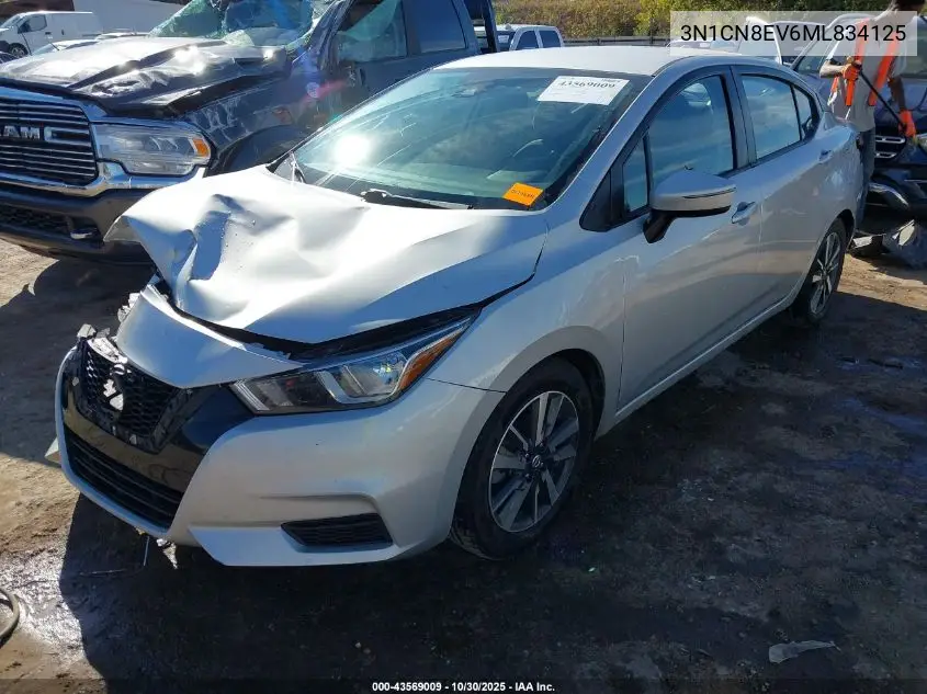 3N1CN8EV6ML834125 2021 Nissan Versa Sv Xtronic Cvt