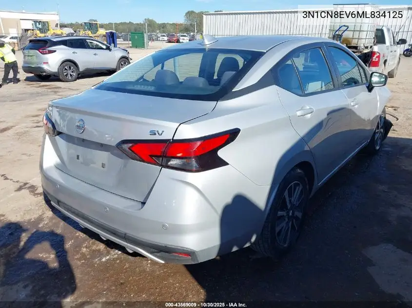 3N1CN8EV6ML834125 2021 Nissan Versa Sv Xtronic Cvt