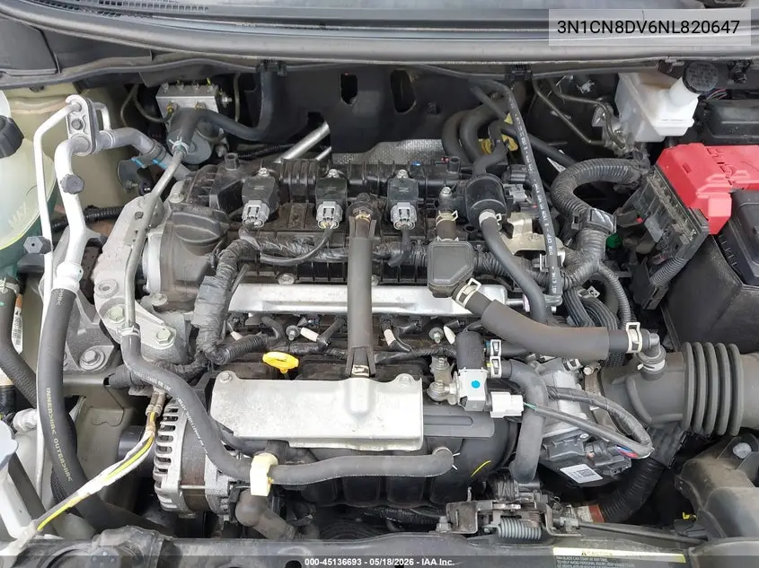 2022 Nissan Versa 1.6 S Xtronic Cvt VIN: 3N1CN8DV6NL820647 Lot: 45136693