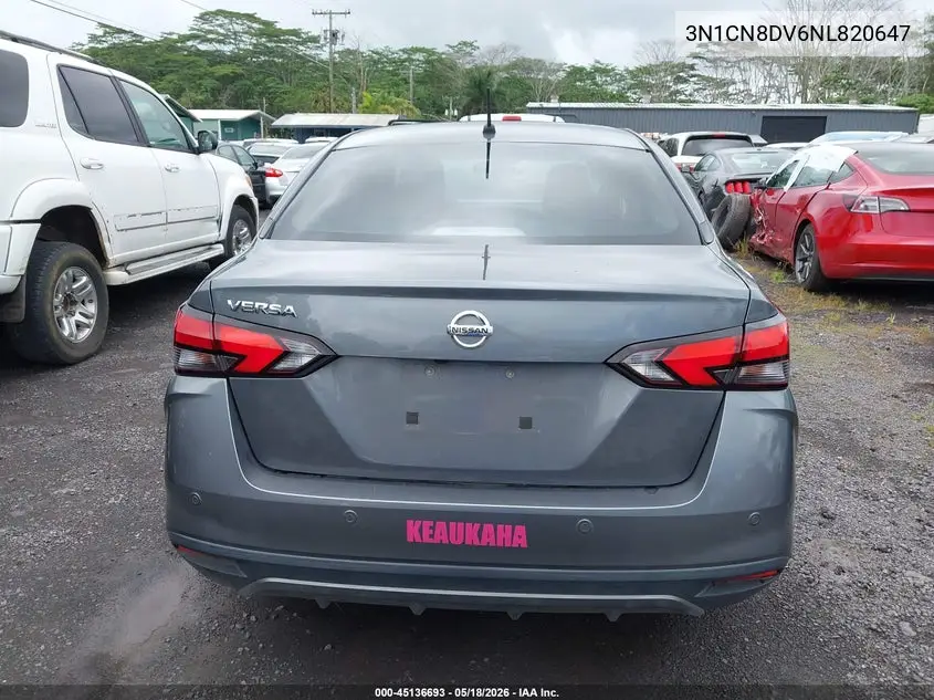 2022 Nissan Versa 1.6 S Xtronic Cvt VIN: 3N1CN8DV6NL820647 Lot: 45136693