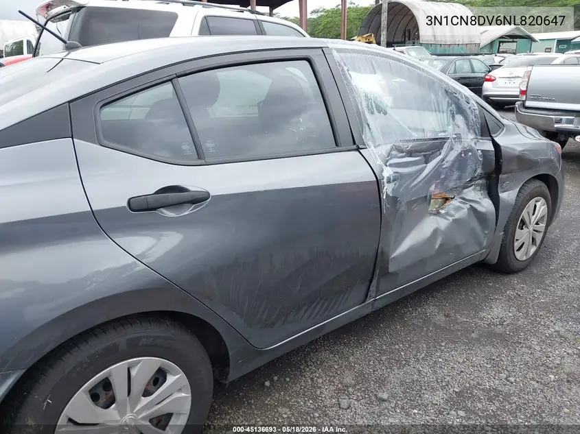 2022 Nissan Versa 1.6 S Xtronic Cvt VIN: 3N1CN8DV6NL820647 Lot: 45136693