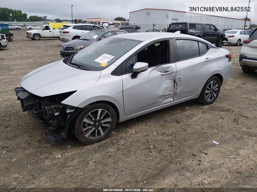 2022 Nissan Versa 1.6 Sv Xtronic Cvt VIN: 3N1CN8EV8NL842552 Lot: 45192636