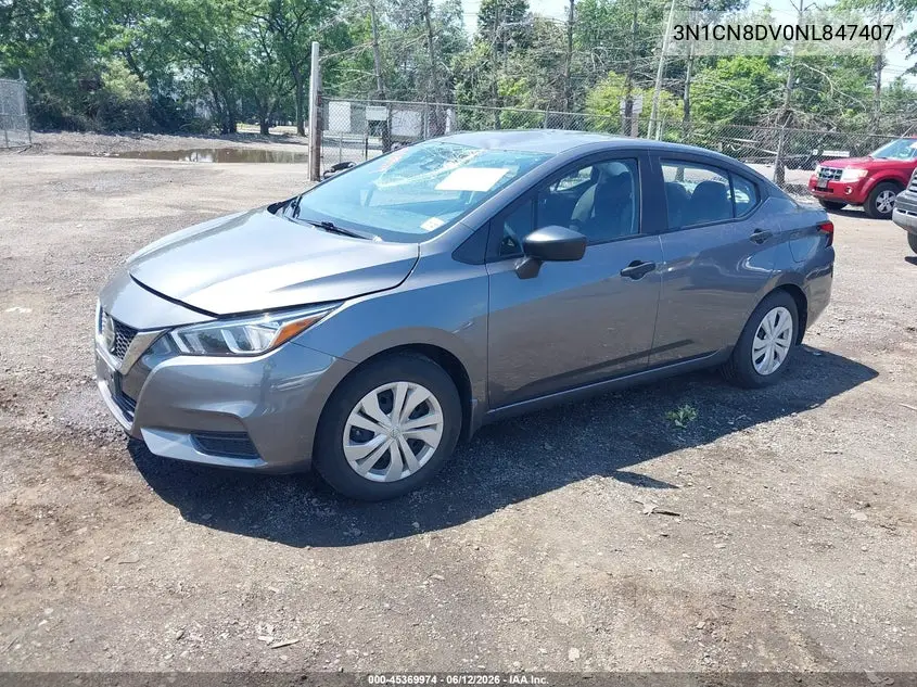 2022 Nissan Versa 1.6 S Xtronic Cvt VIN: 3N1CN8DV0NL847407 Lot: 45369974