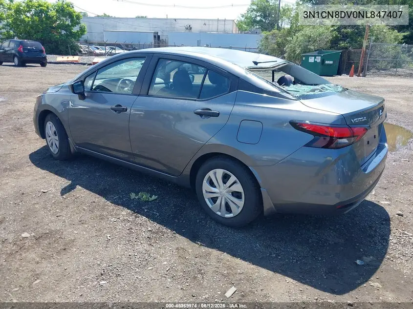 2022 Nissan Versa 1.6 S Xtronic Cvt VIN: 3N1CN8DV0NL847407 Lot: 45369974