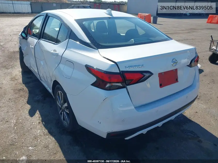 2022 Nissan Versa 1.6 Sv Xtronic Cvt VIN: 3N1CN8EV6NL839505 Lot: 45397130