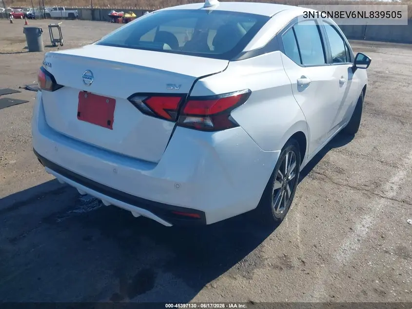 2022 Nissan Versa 1.6 Sv Xtronic Cvt VIN: 3N1CN8EV6NL839505 Lot: 45397130