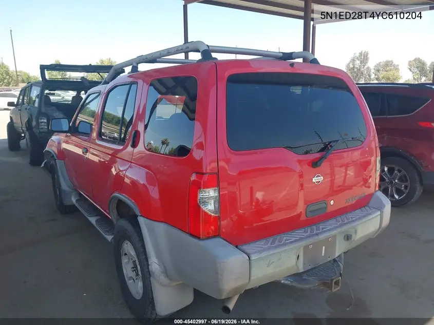 2000 Nissan Xterra Se/Xe VIN: 5N1ED28T4YC610204 Lot: 45402997