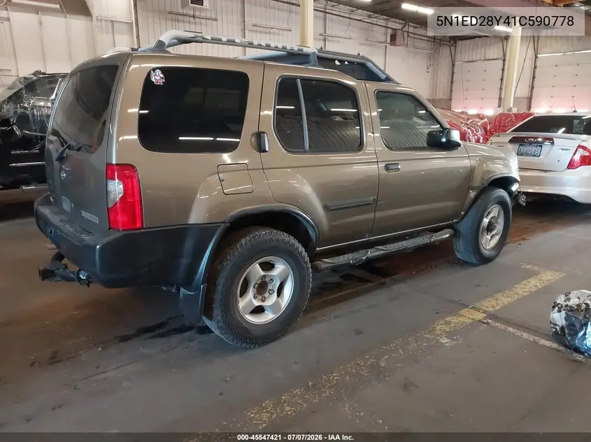 2001 Nissan Xterra Xe VIN: 5N1ED28Y41C590778 Lot: 45547421