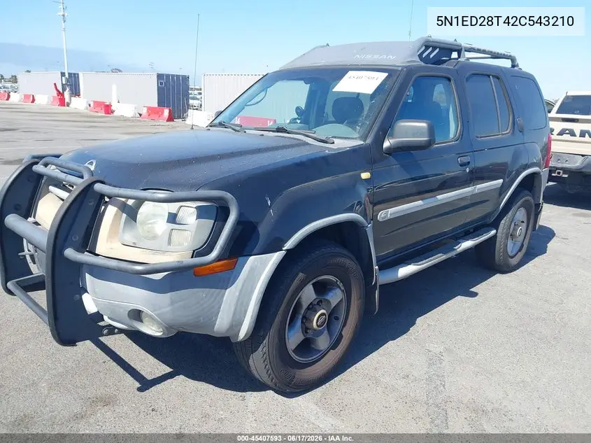 2002 Nissan Xterra Xe VIN: 5N1ED28T42C543210 Lot: 45407593