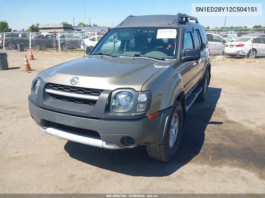 2002 Nissan Xterra Xe VIN: 5N1ED28Y12C504151 Lot: 45567383