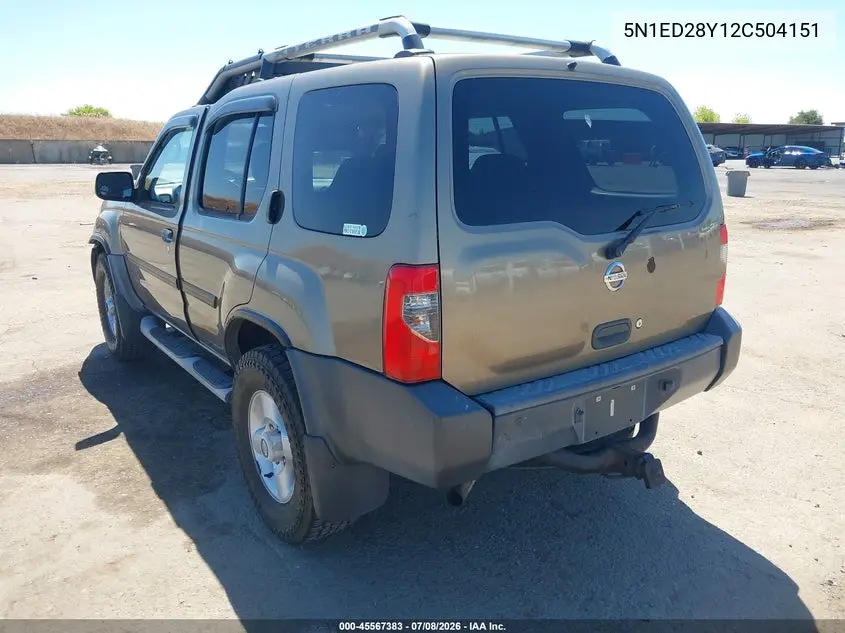 2002 Nissan Xterra Xe VIN: 5N1ED28Y12C504151 Lot: 45567383