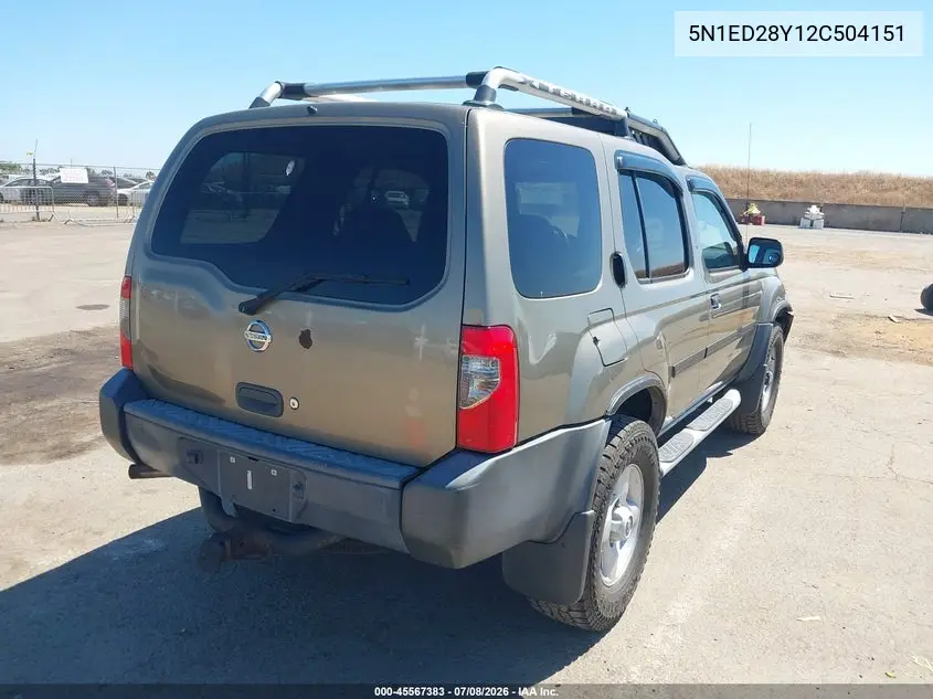2002 Nissan Xterra Xe VIN: 5N1ED28Y12C504151 Lot: 45567383
