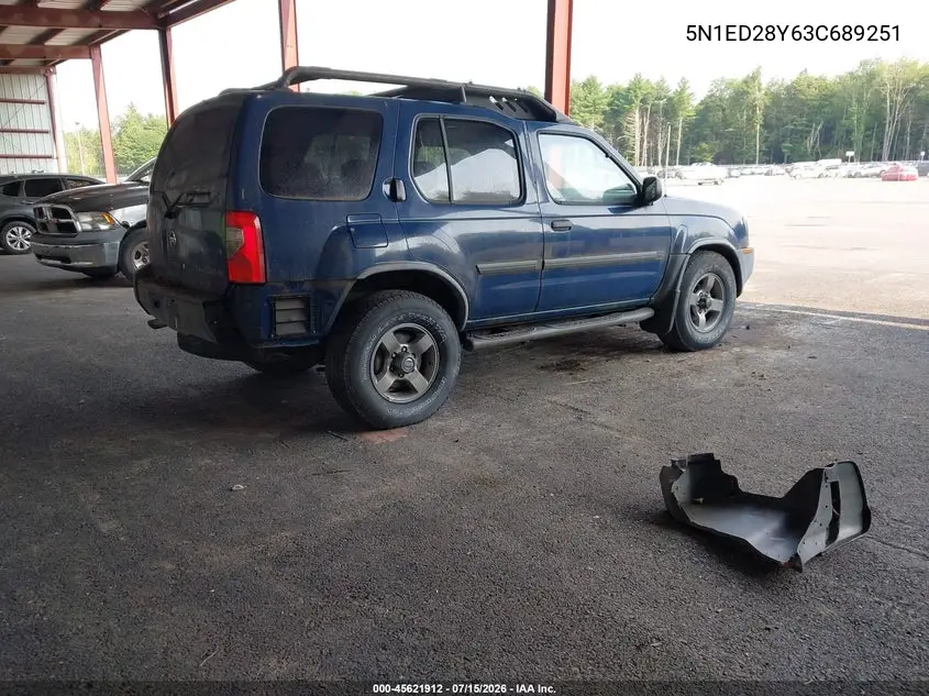 2003 Nissan Xterra Se VIN: 5N1ED28Y63C689251 Lot: 45621912