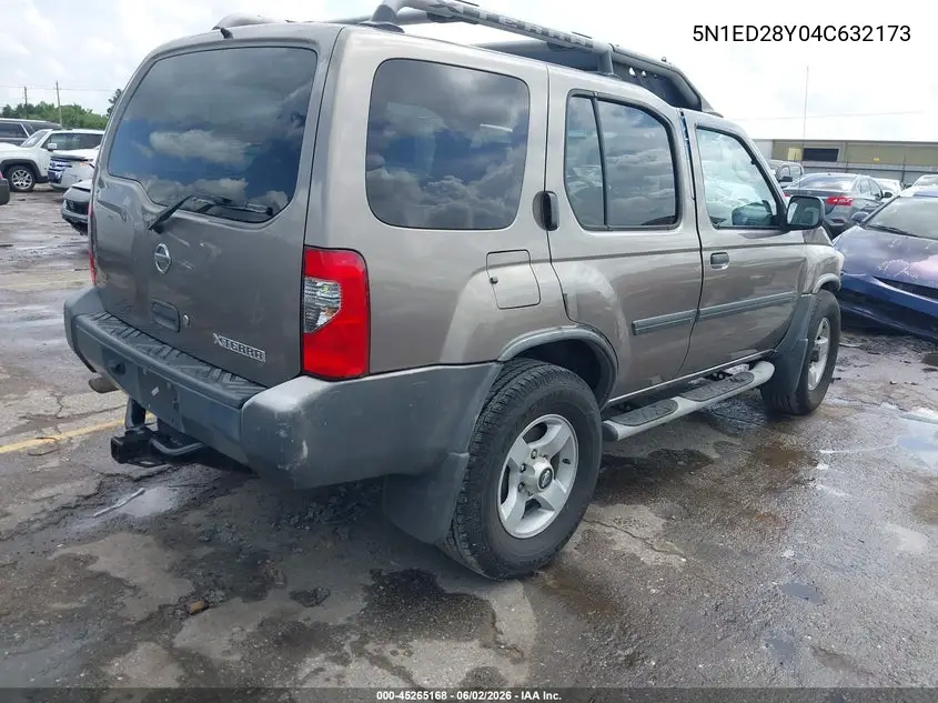 2004 Nissan Xterra Xe VIN: 5N1ED28Y04C632173 Lot: 45265168