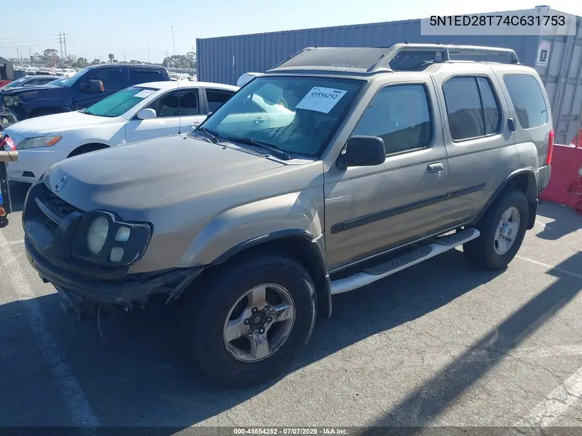 2004 Nissan Xterra Xe VIN: 5N1ED28T74C631753 Lot: 45554252