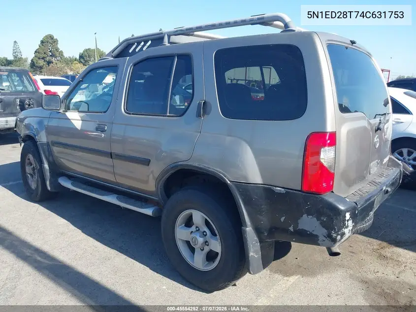 2004 Nissan Xterra Xe VIN: 5N1ED28T74C631753 Lot: 45554252