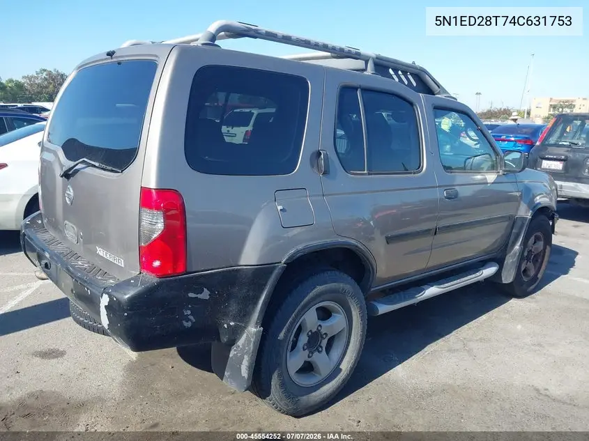 2004 Nissan Xterra Xe VIN: 5N1ED28T74C631753 Lot: 45554252