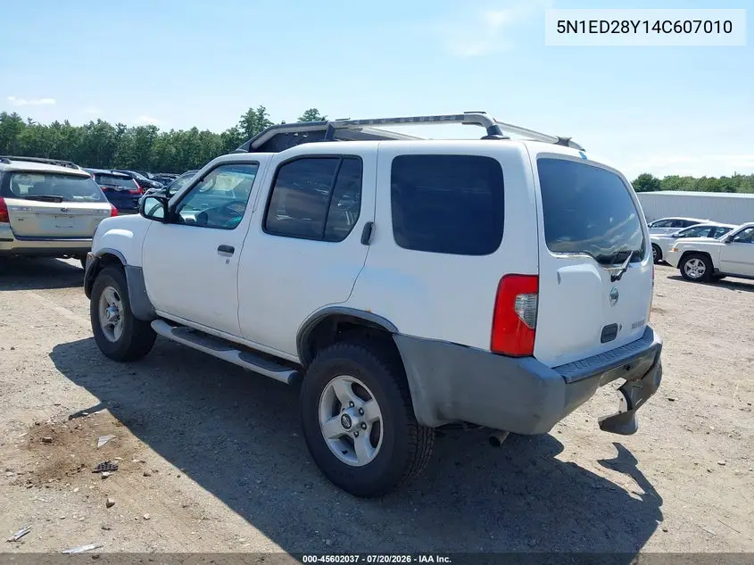 2004 Nissan Xterra Xe VIN: 5N1ED28Y14C607010 Lot: 45602037