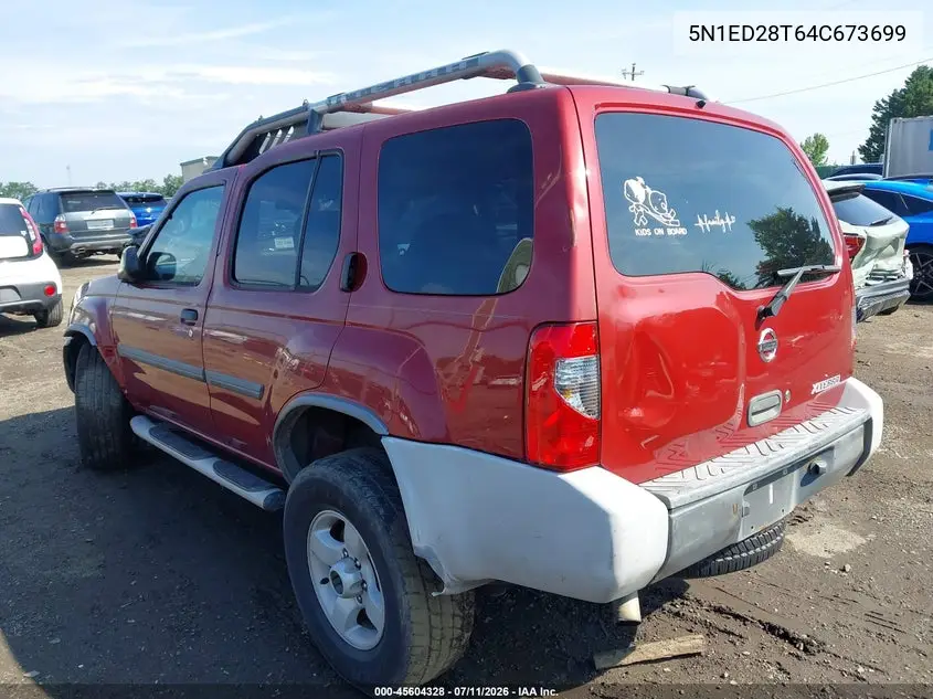 2004 Nissan Xterra Xe VIN: 5N1ED28T64C673699 Lot: 45604328