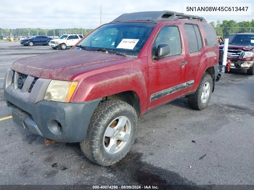 2005 Nissan Xterra Off Road/S/Se VIN: 5N1AN08W45C613447 Lot: 40074298