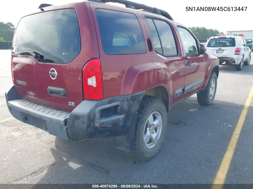 2005 Nissan Xterra Off Road/S/Se VIN: 5N1AN08W45C613447 Lot: 40074298
