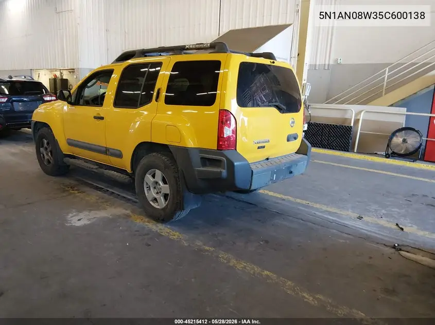 2005 Nissan Xterra S VIN: 5N1AN08W35C600138 Lot: 45215412