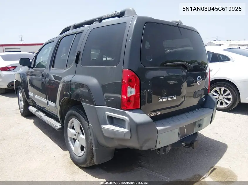 2005 Nissan Xterra Se VIN: 5N1AN08U45C619926 Lot: 45503276