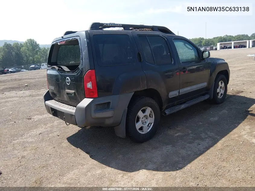 2005 Nissan Xterra S VIN: 5N1AN08W35C633138 Lot: 45667649