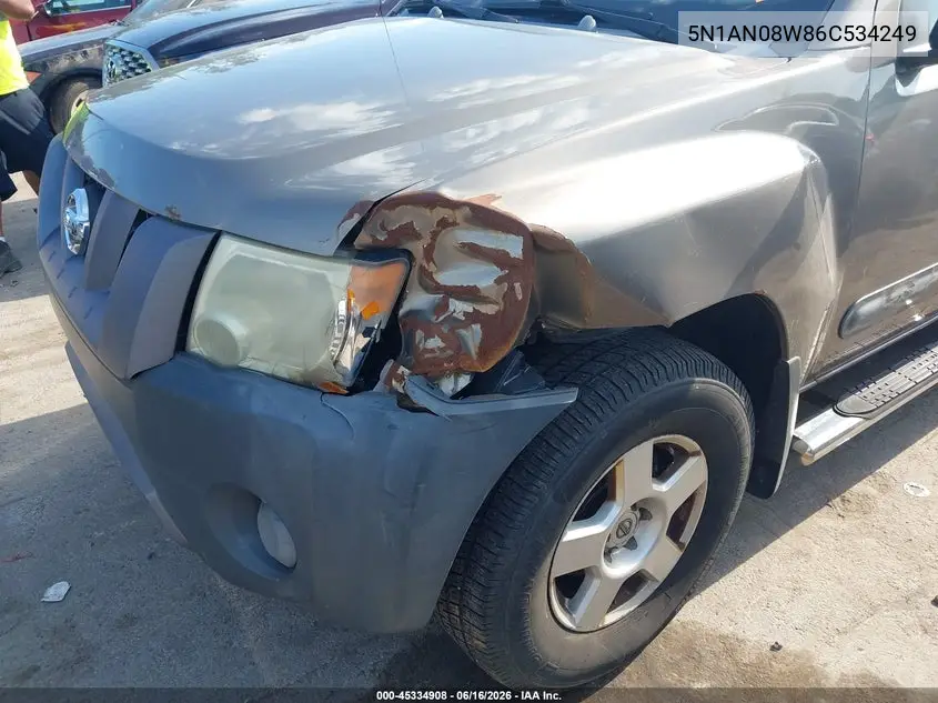 2006 Nissan Xterra S VIN: 5N1AN08W86C534249 Lot: 45334908
