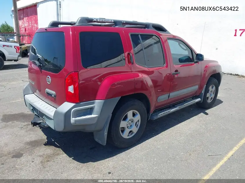 2006 Nissan Xterra S VIN: 5N1AN08UX6C543422 Lot: 45446706