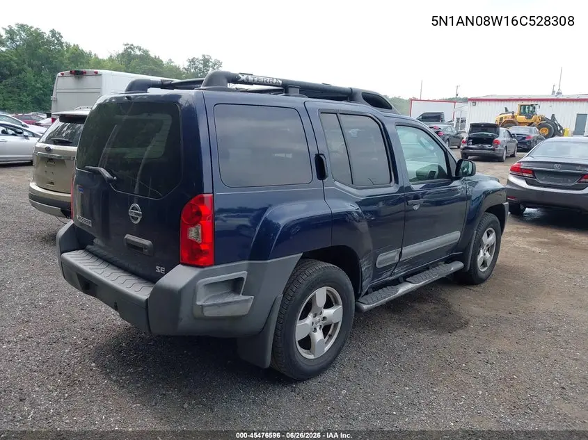 2006 Nissan Xterra Se VIN: 5N1AN08W16C528308 Lot: 45476596