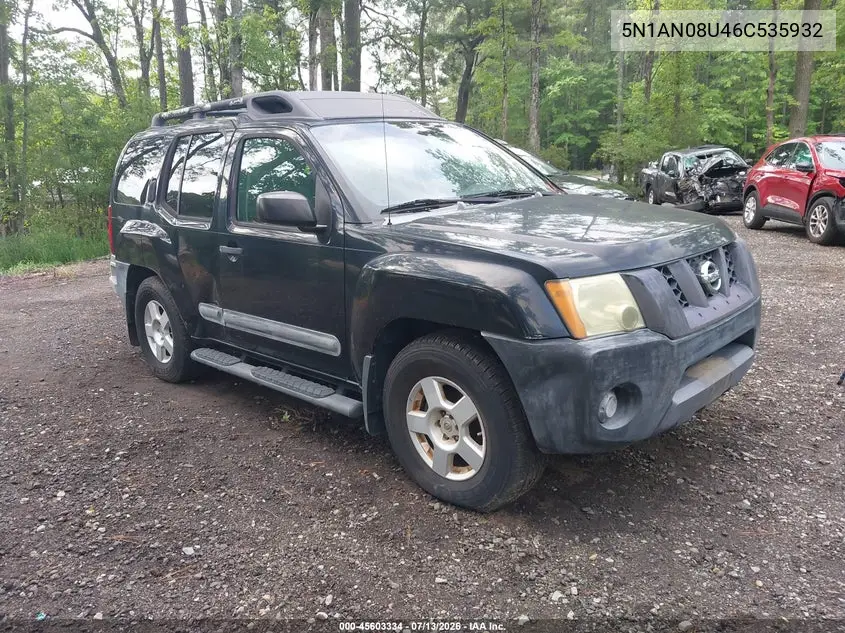 2006 Nissan Xterra S VIN: 5N1AN08U46C535932 Lot: 45603334