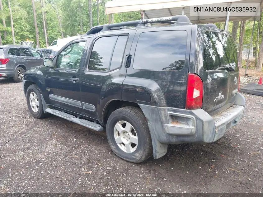 2006 Nissan Xterra S VIN: 5N1AN08U46C535932 Lot: 45603334