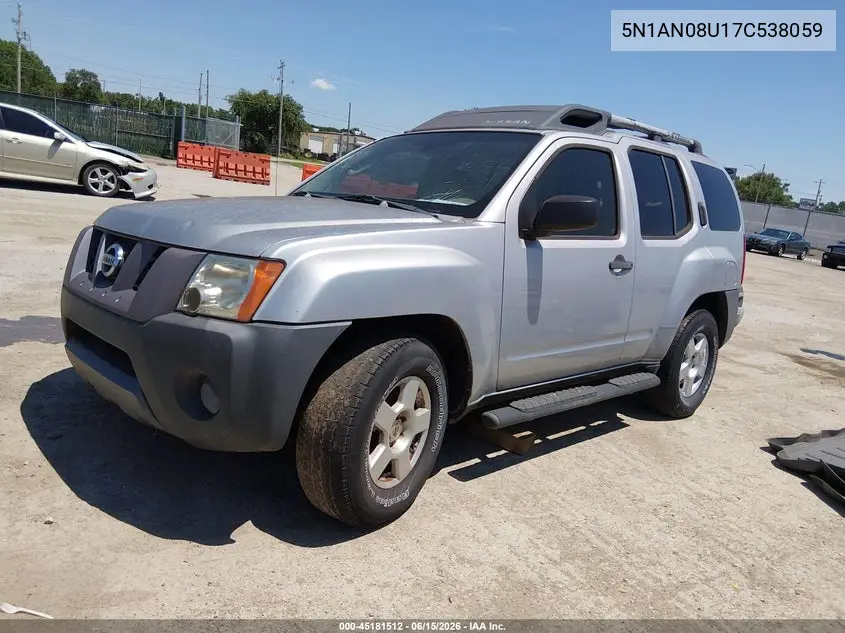 2007 Nissan Xterra S VIN: 5N1AN08U17C538059 Lot: 45181512