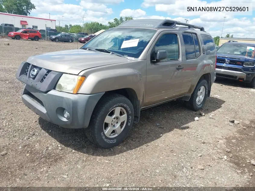 2007 Nissan Xterra S VIN: 5N1AN08W27C529601 Lot: 45381099