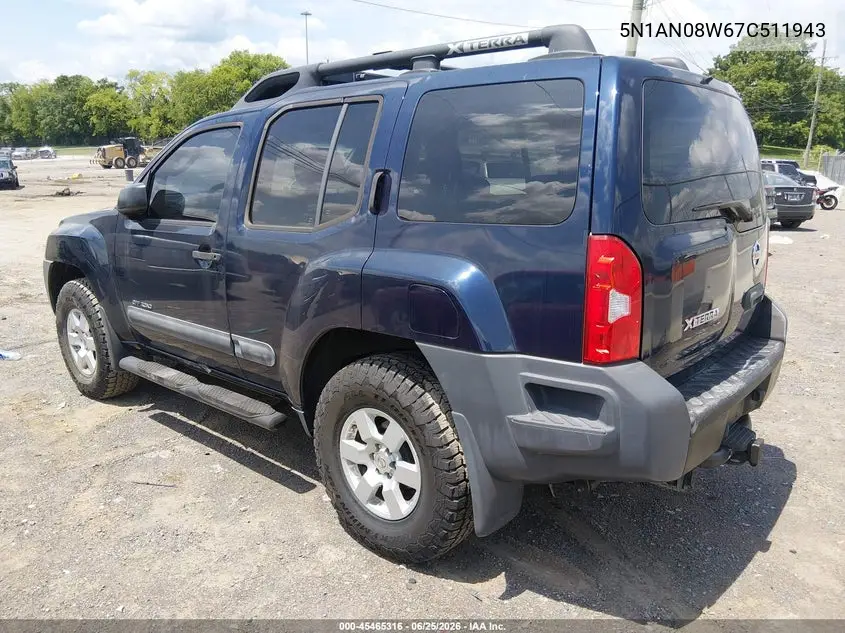 2007 Nissan Xterra Off Road VIN: 5N1AN08W67C511943 Lot: 45465316