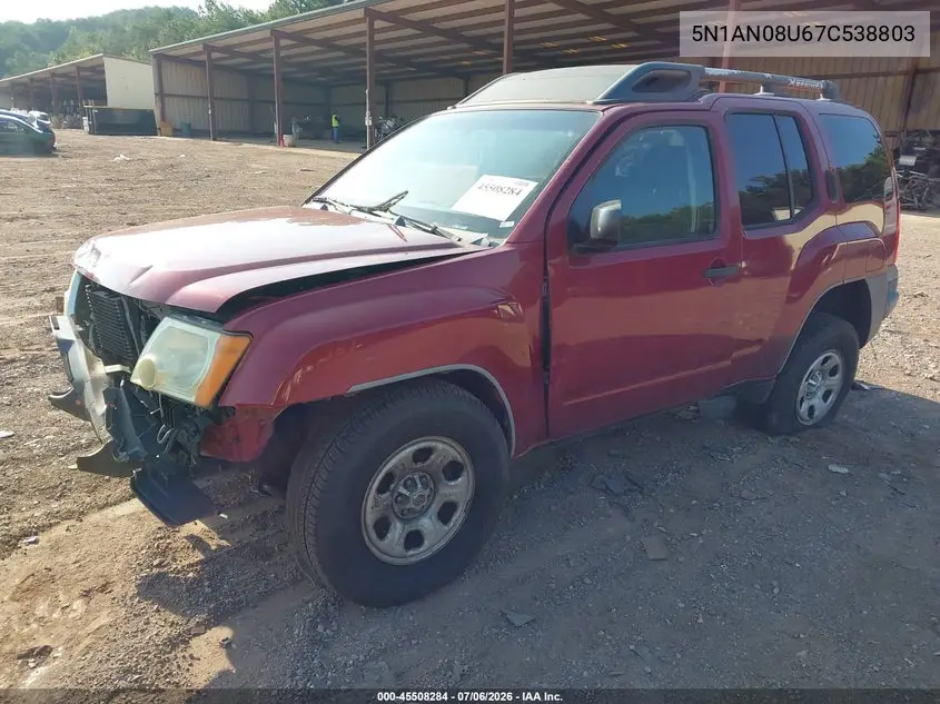 2007 Nissan Xterra X VIN: 5N1AN08U67C538803 Lot: 45508284